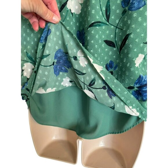 Daniel Rainn Green Floral Peasant XS Top Spring Summer Plus Size Shirt Blouse - Picture 11 of 13